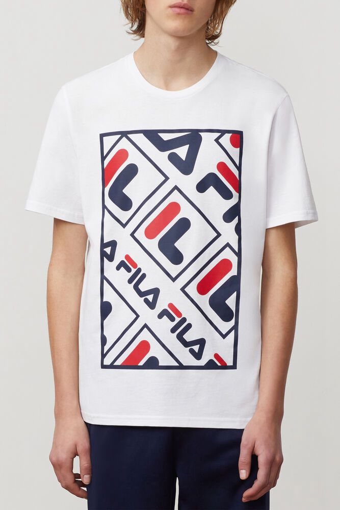 Fila T-Shirt Mens White - Adao Graphic - Philippines 6741925-NK